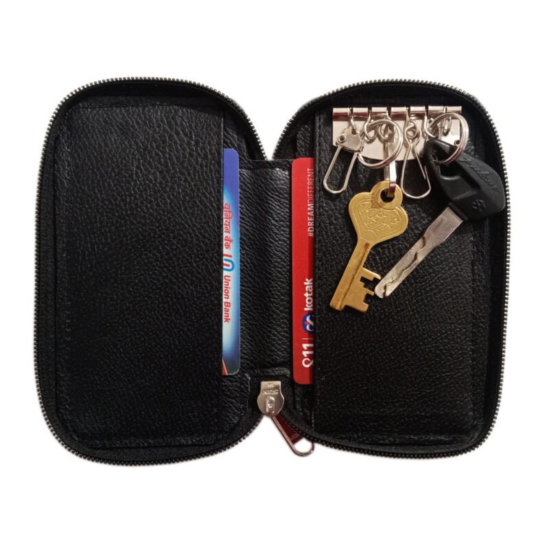 Black Genuine Leather Pocket Key Case- Image view 2